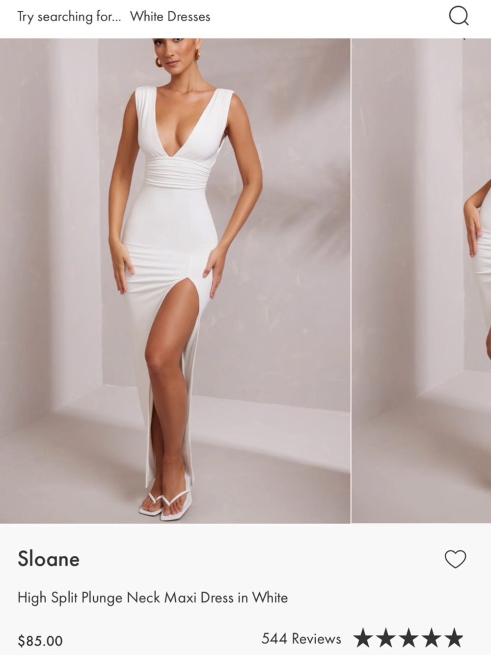 Oh Polly - Sloane Plunge Neck High-Slit Maxi Dress - Picture 2 of 4